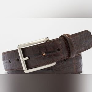 Peter Millar Brown Genuine Crocodile Embossed Leather Belt Size 38